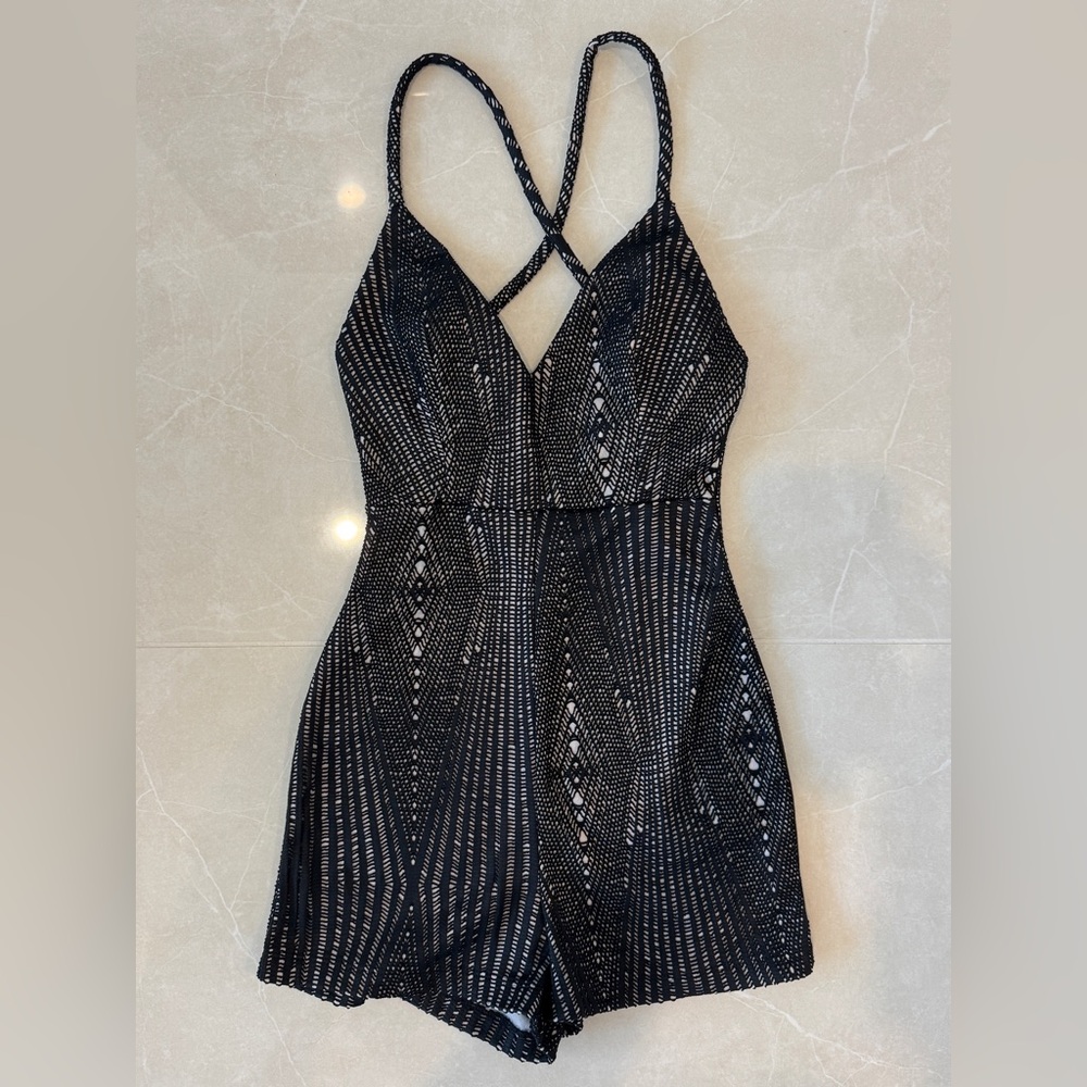Lovely Day Black/Tan Romper